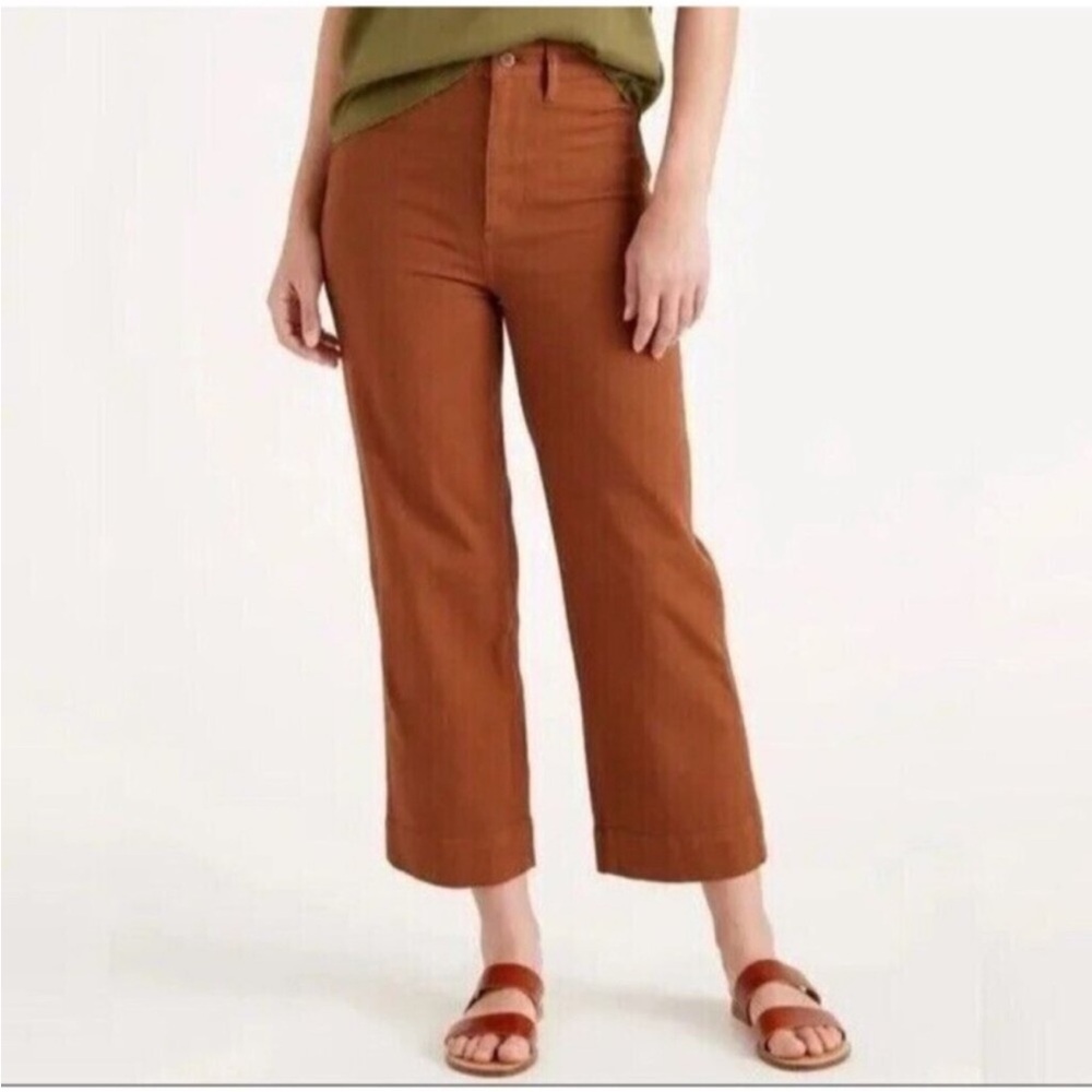 Quince Cotton Twill Wide Leg Crop Pant Rust Brown Size 29